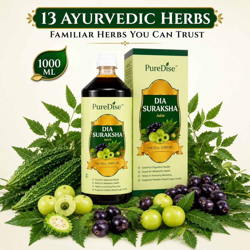 PureDise Dia Suraksha Juice | Ayurvedic Herbal Juice for Blood Sugar Support | 1000ml