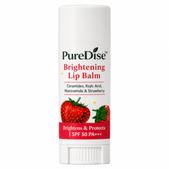 PureDise Brightening Lip Balm SPF 50 PA+++ | Ceramides, Kojic Acid, Niacinamide & Strawberry | Dark Lip Repair & Daily Sun Protection | 5g