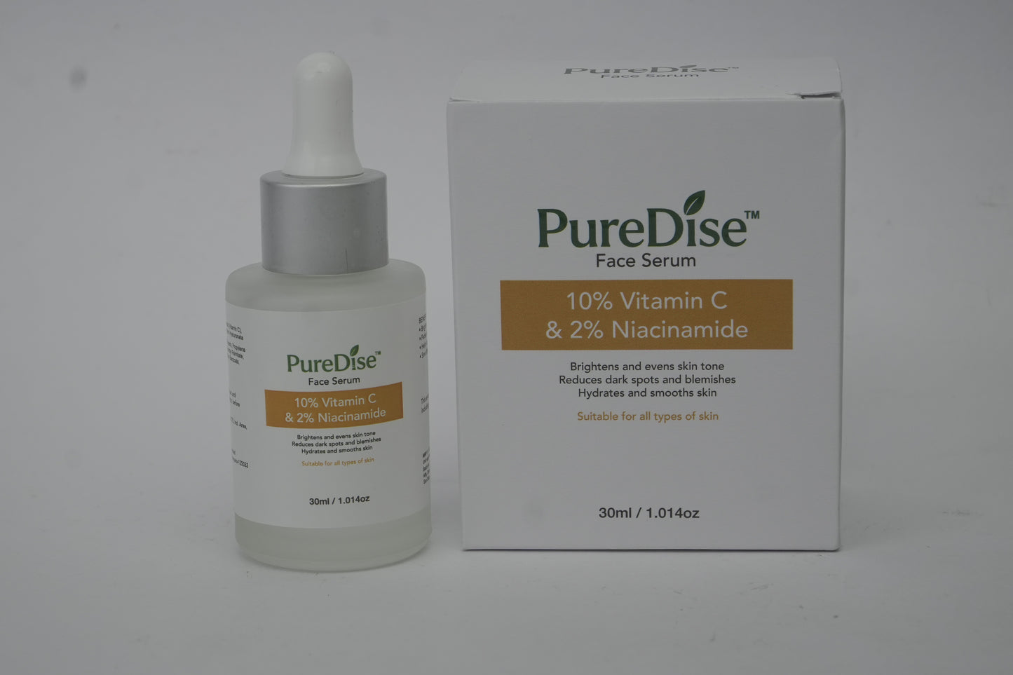 Puredise 10% Vitamin C Face Serum with 2% Niacinamide and Bakuchiol | For Glowing Skin & Evens Skin Tone